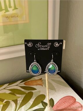 NWT Blue-Green Teardrop Dangle Earrings #Dill1